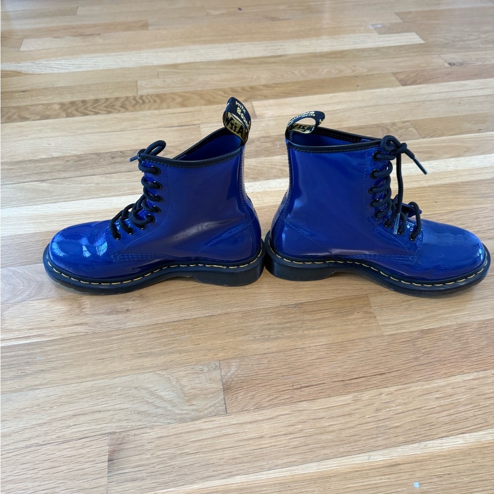 Dr Martens Boots Women's Size Blue Patent Leather 1460W - Picture 8 of 15